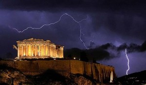 Lightning over parthenon